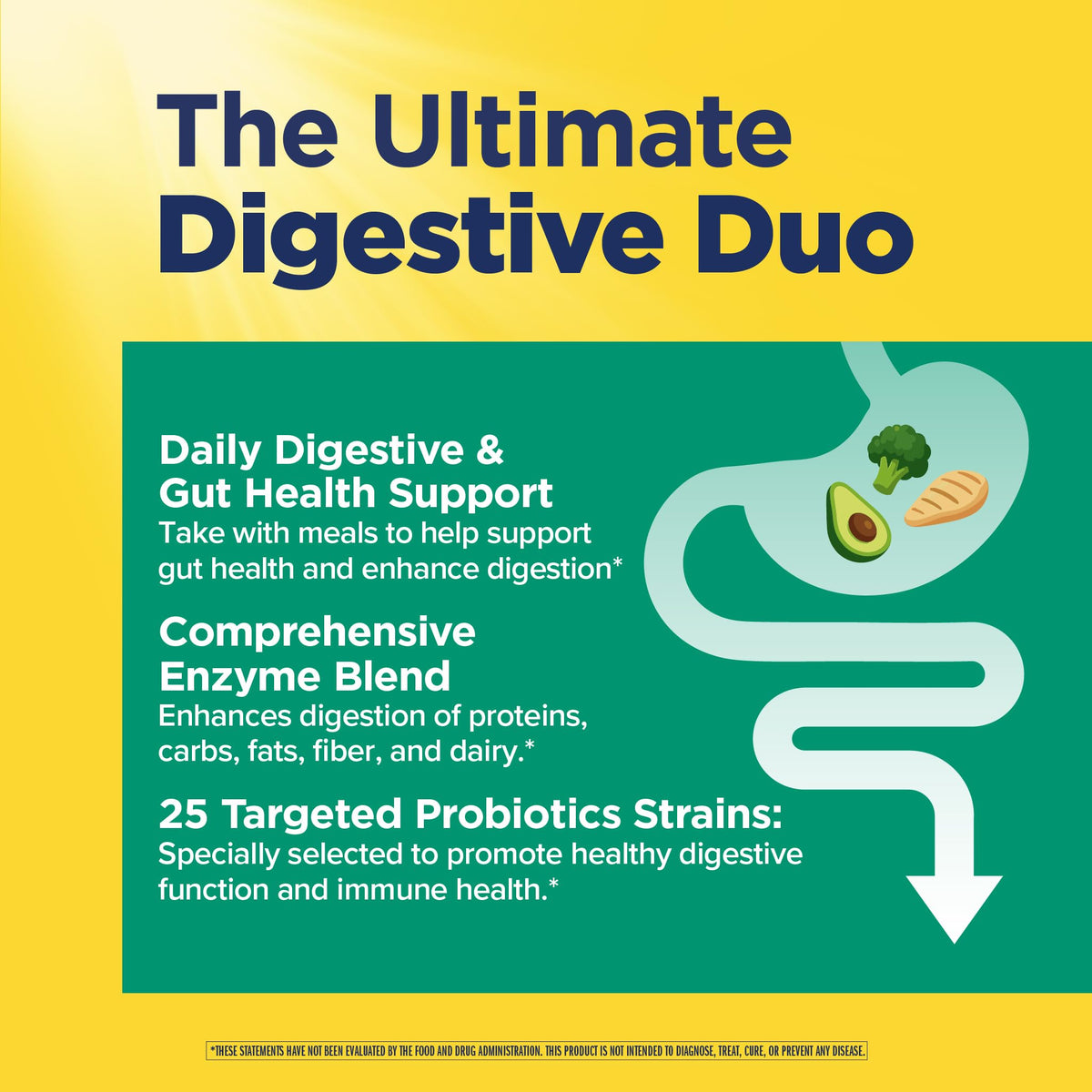 Renew Life Duo Probiotique et Enzymes capsules sur fond blanc