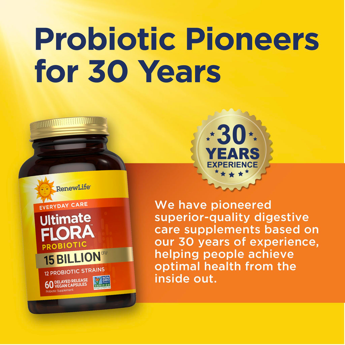 Renew Life Probiotique 15 Milliards CFU capsules ouvertes montrant leur taille