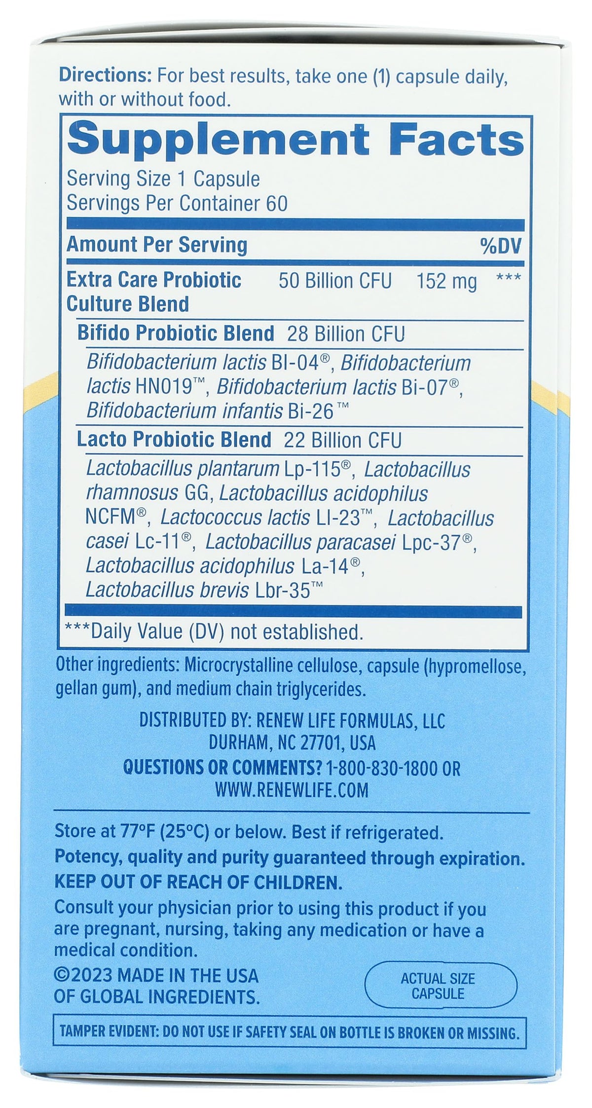Renew Life Probiotique 50 Milliards 60 Capsules - capsules sur une surface