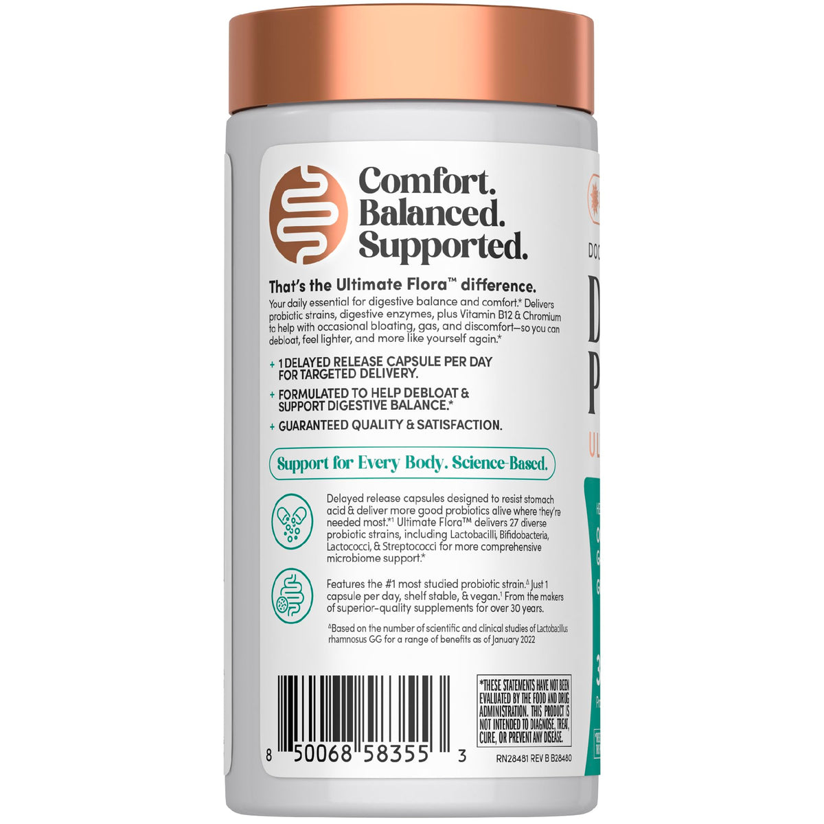 Renew Life Probiotique Debloat 27 souches 41g côté