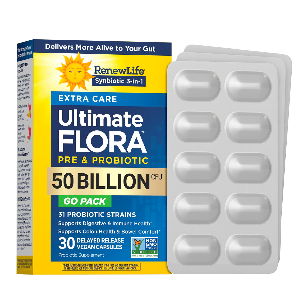 Renew Life Probiotique Extra Care 30 capsules végétariennes vue de face