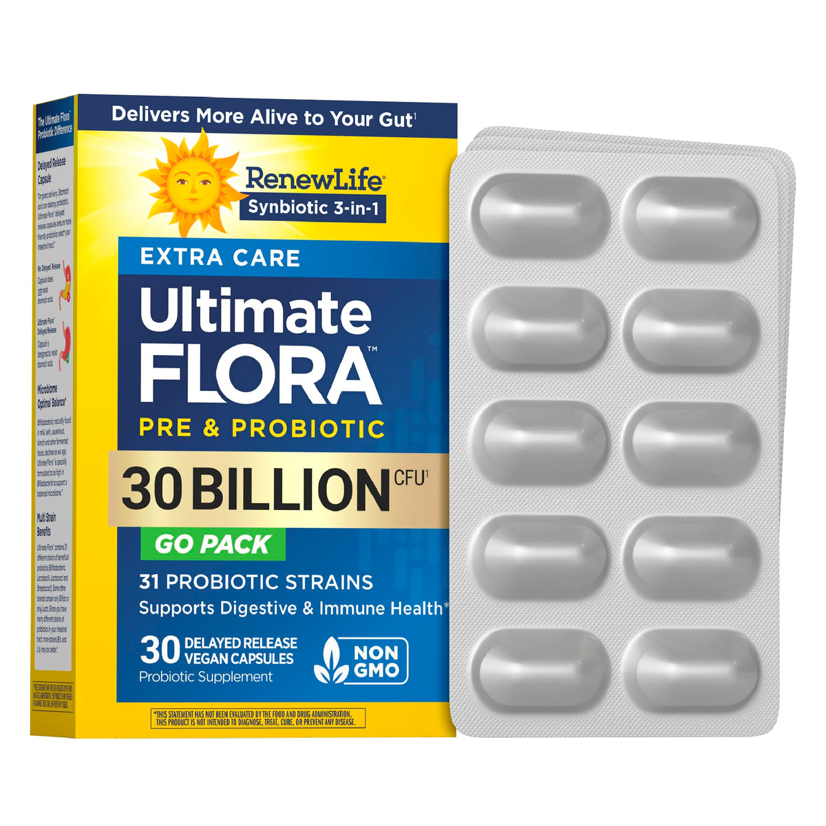 Renew Life Probiotique Extra Care 30 Milliards CFU - vue avant de l'emballage