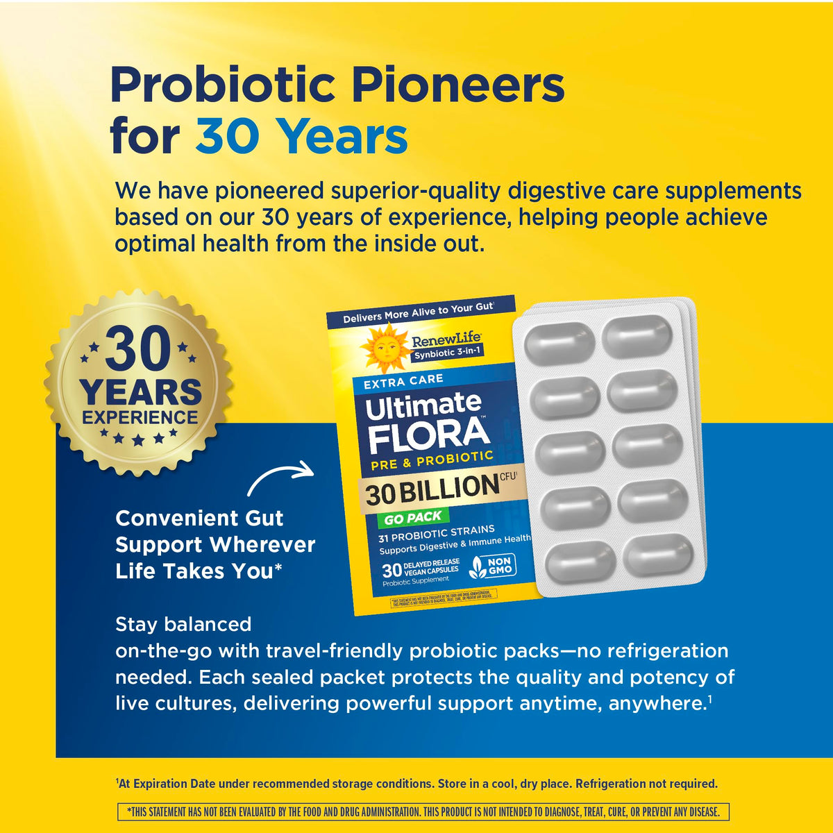 Renew Life Probiotique Extra Care - étiquette détaillée de l'emballage