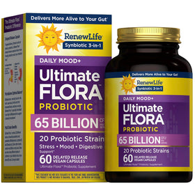 Renew Life Probiotiques 65 Milliards CFU capsules végétales, vue de face