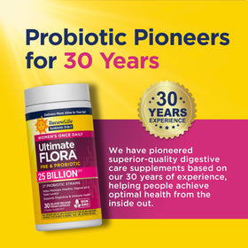 Renew Life Probiotiques Femmes 25 Milliards CFU - capsules sur une table