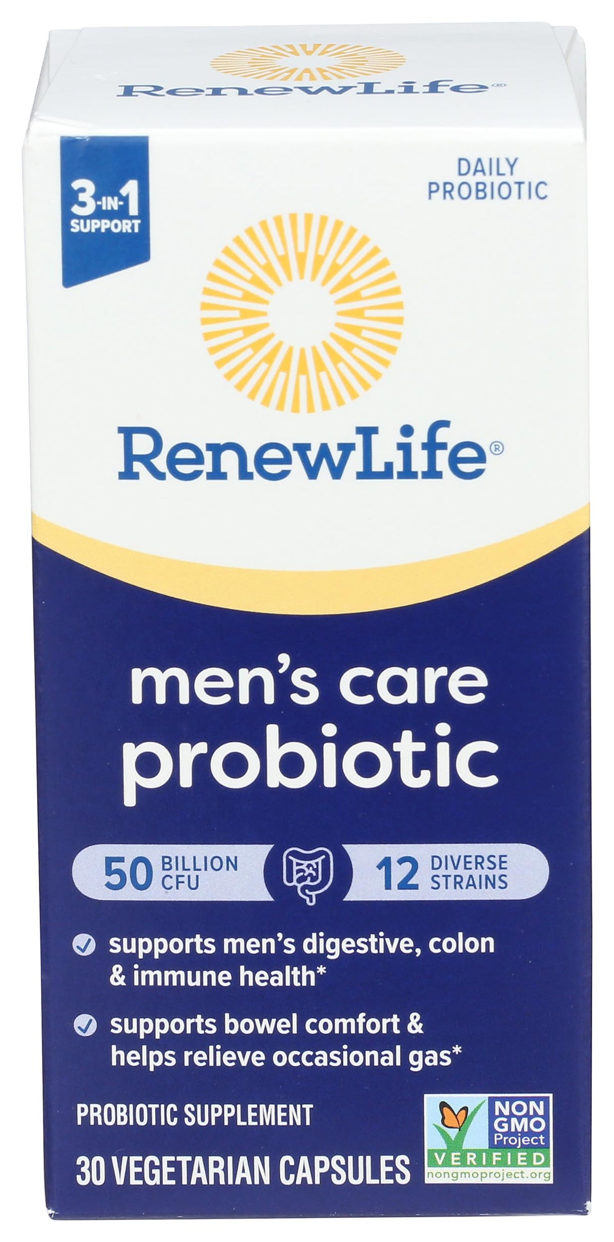 Renew Life Probiotiques pour Hommes 50 Milliards CFU - vue avant de l'emballage