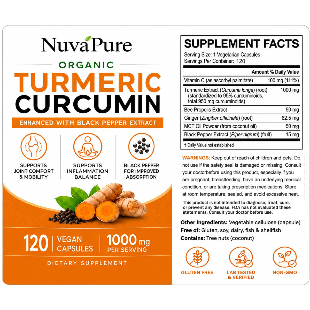 Renovia Oil Curcuma avec Poivre Noir zoom sur les ingrédients