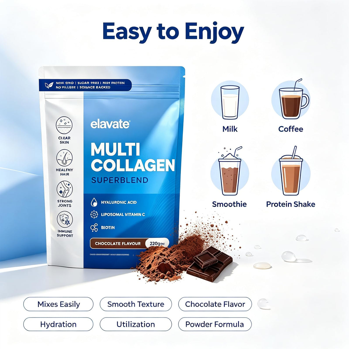 Renovia Oil Multi Collagen Superblend 10 090mg preparation in a glass