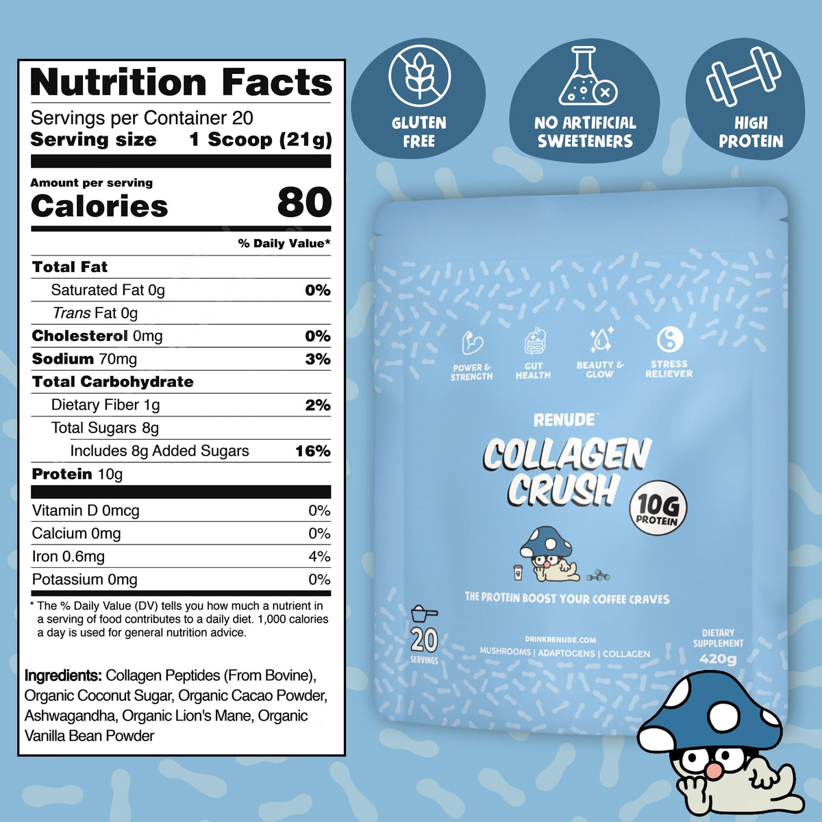 Renude Collagen Crush en préparation avec une cuillère