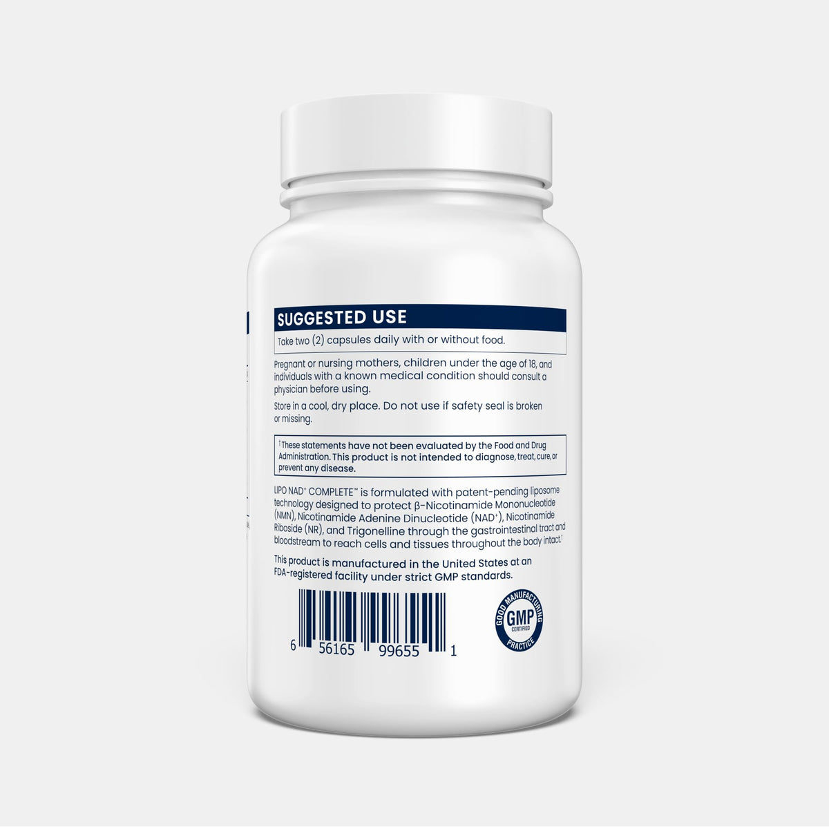 Renue By Science LIPO NAD⁺ Complete bottle side view