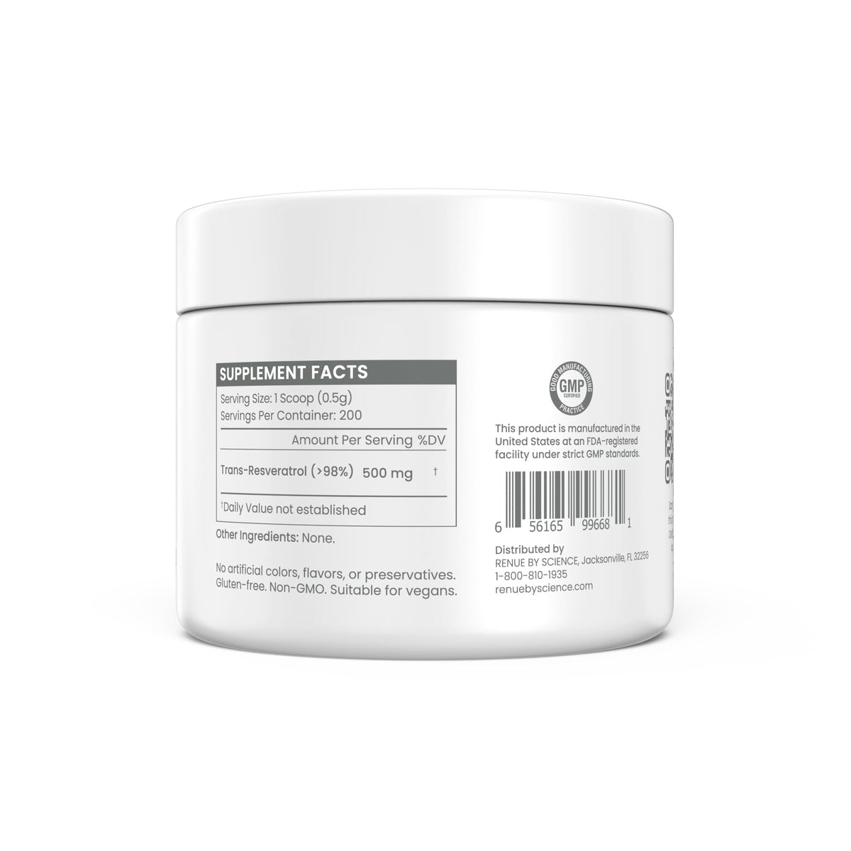 Renue By Science Poudre de Resvératrol Pur 100g emballage