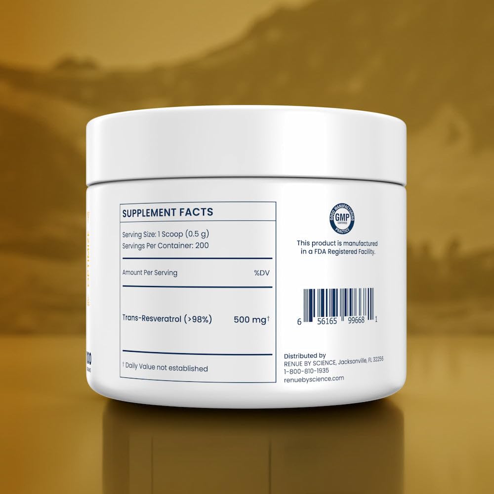 Renue By Science Poudre de Resvératrol Pur 100g en vue rapprochée