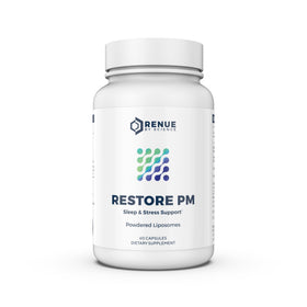 Renue By Science Restore PM 60 capsules sur une table avec éclairage naturel