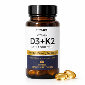REOTT Complément Alimentaire D3 K2 5000 IU 100 mcg MK7 en gélules