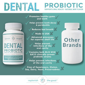 Replenish the Good Probiotique dentaire 60 comprimés à mâcher, vue latérale de l'emballage
