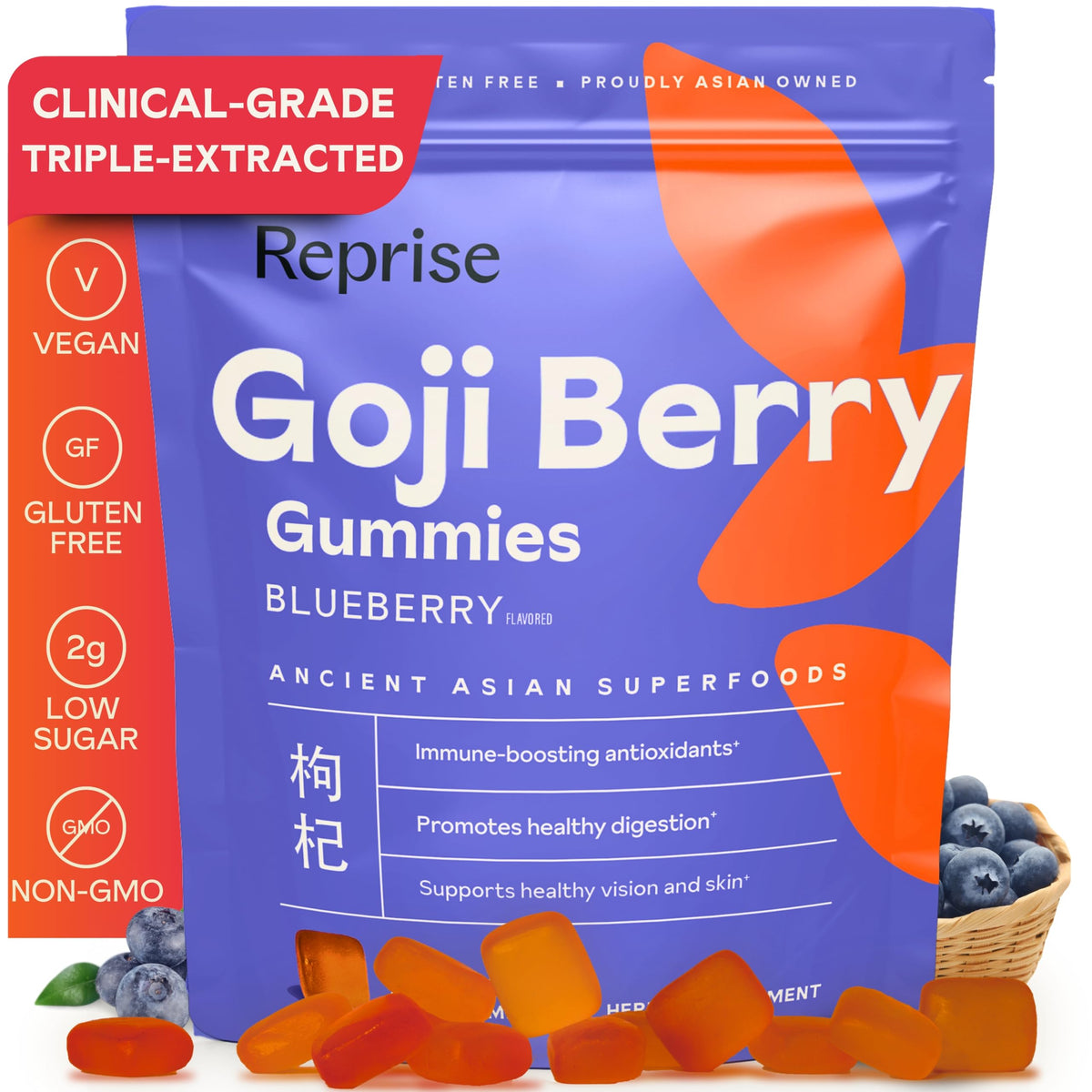 Reprise Gummies de Baies de Goji paquet de 45 bonbons à la myrtille