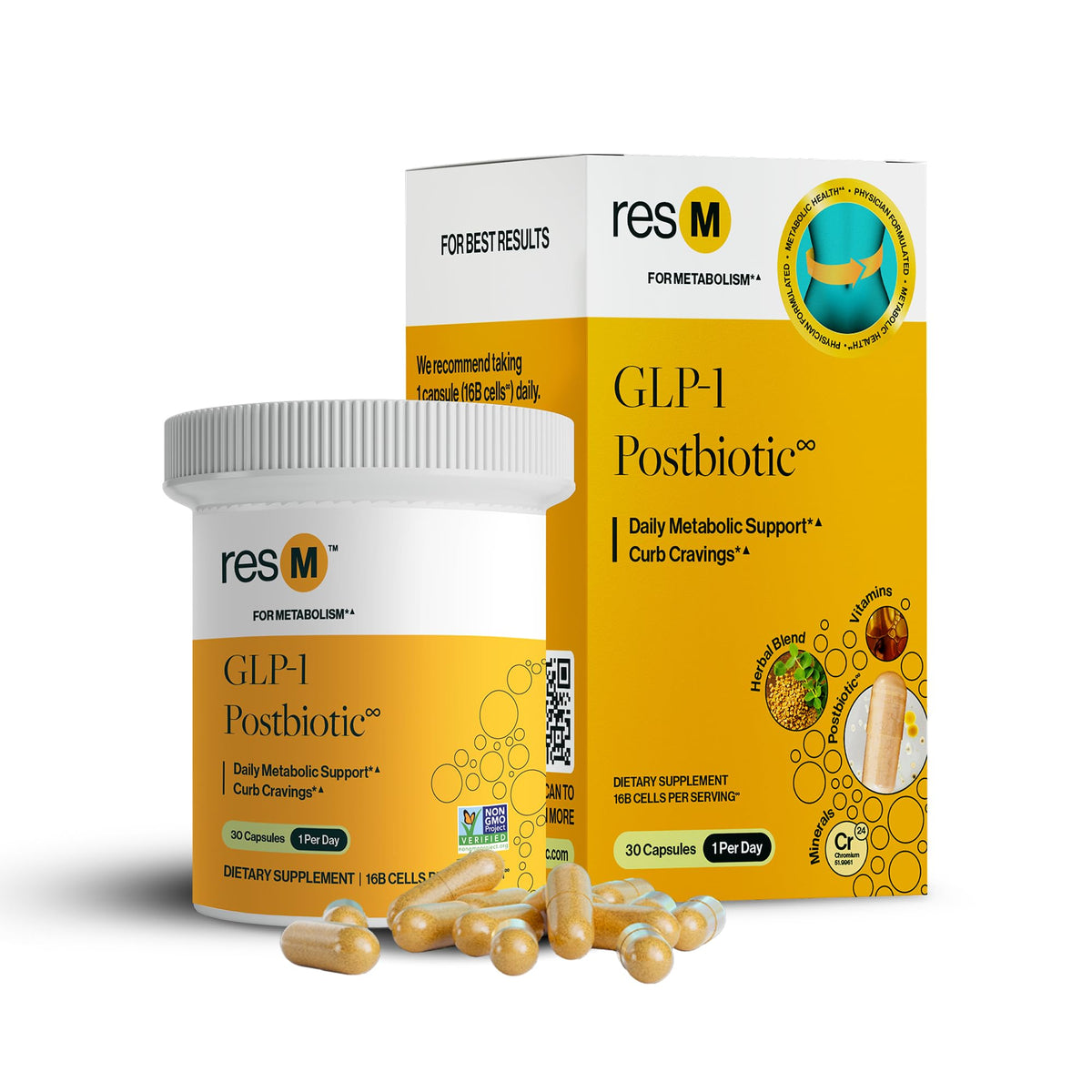 ResBiotic complément alimentaire postbiotique 30 capsules végétariennes vue de face