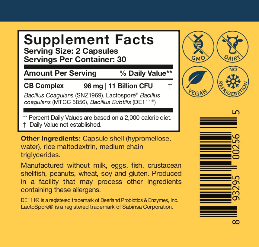 Researched Nutritionals CoreBiotic Sensitive capsules on a wooden table