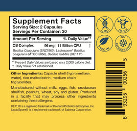 Researched Nutritionals CoreBiotic Sensitive capsules on a wooden table