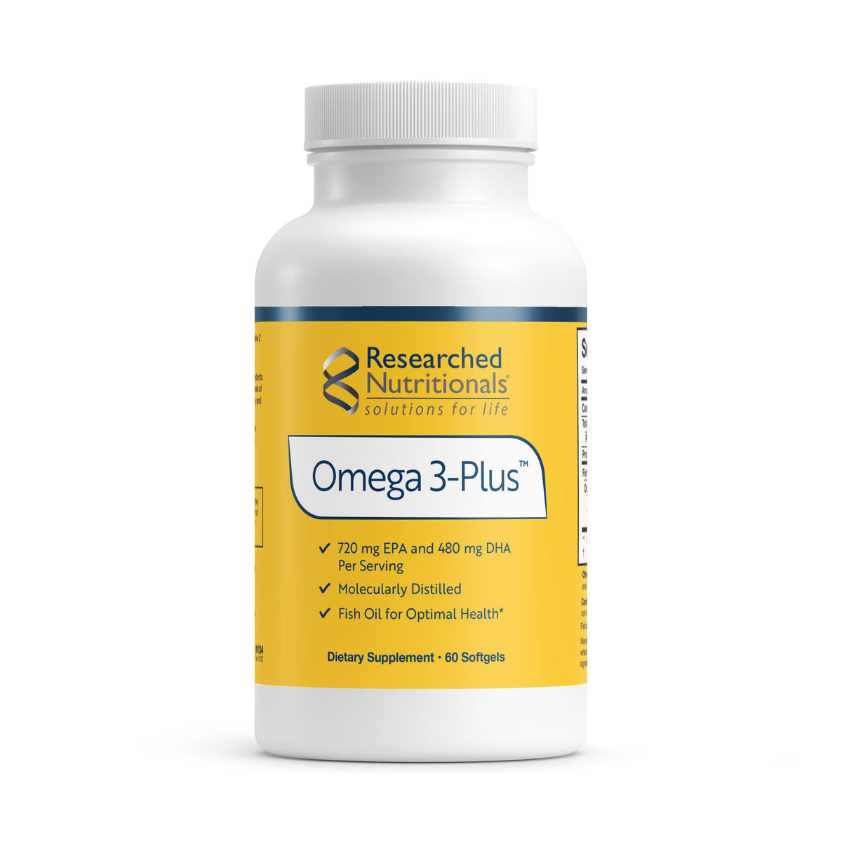 Researched Nutritionals Omega-3 Plus boîte avant avec 60 gélules