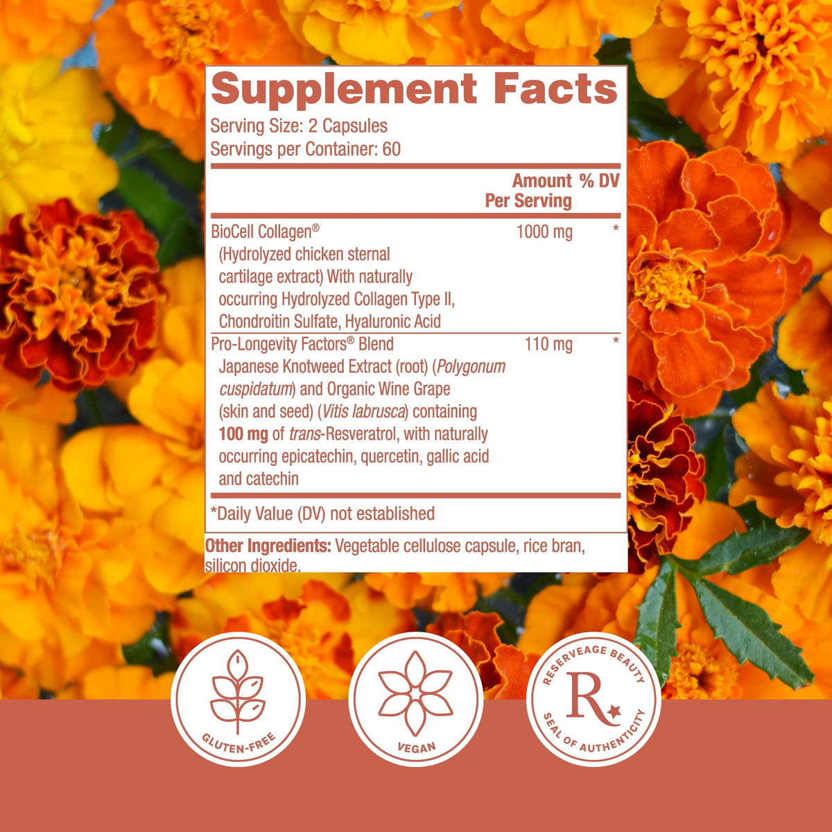 Reserveage Nutrition Collagen support packaging side view