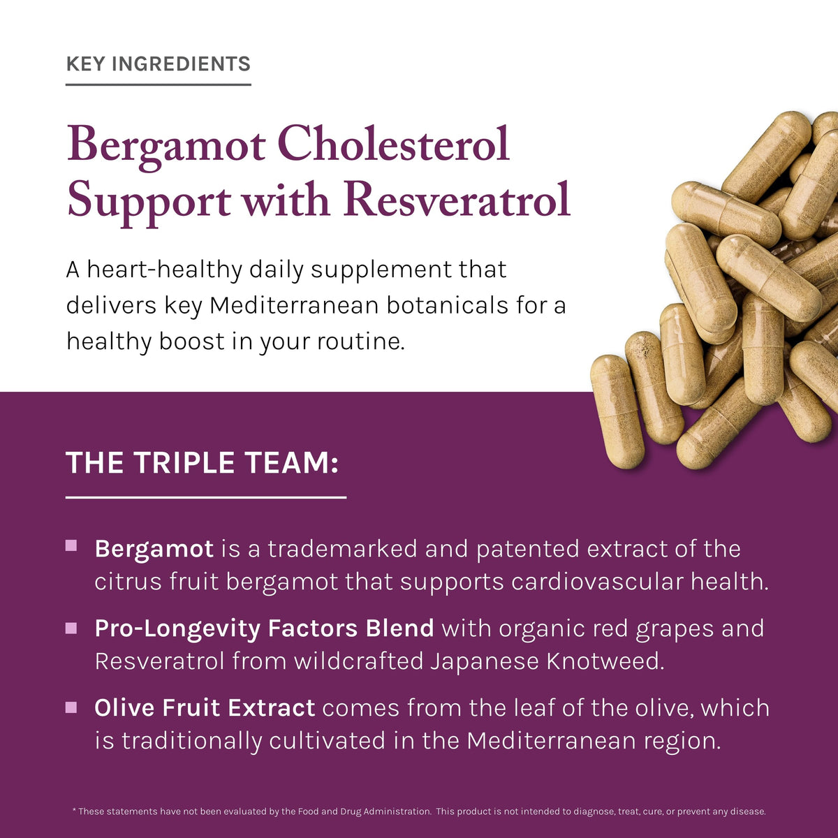 Reserveage Nutrition Complément Bergamot Cholesterol avec un verre d'eau