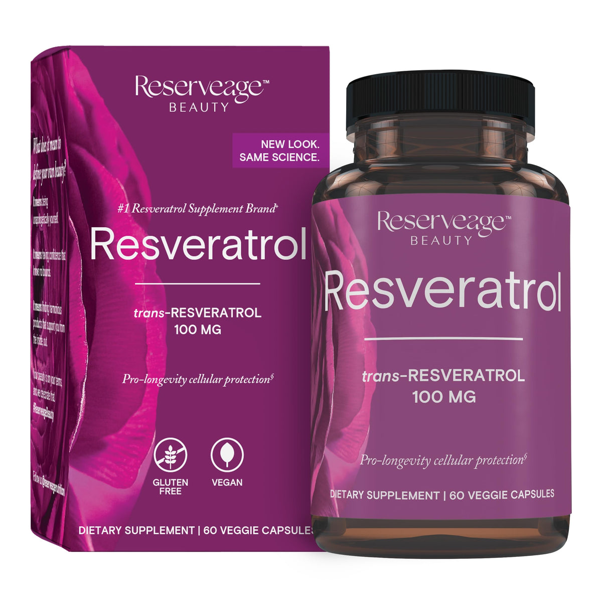 Reserveage Nutrition Resvératrol 100 mg capsules végétales vue de face