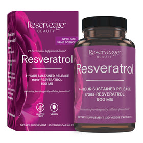Reserveage Nutrition Resvératrol 500 mg boîte avant vue