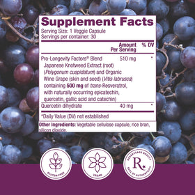 Reserveage Nutrition Resvératrol 500 mg capsules végétales