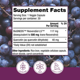 Reserveage Nutrition Resveratrol Plus+ 500 mg capsules végétales