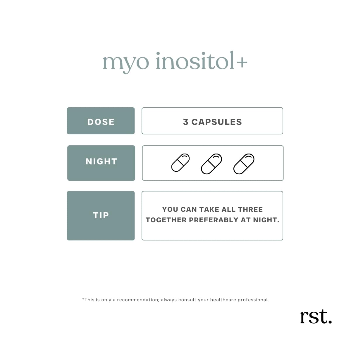 reset wellness MYOINOSITOL+ étiquette détaillant les ingrédients