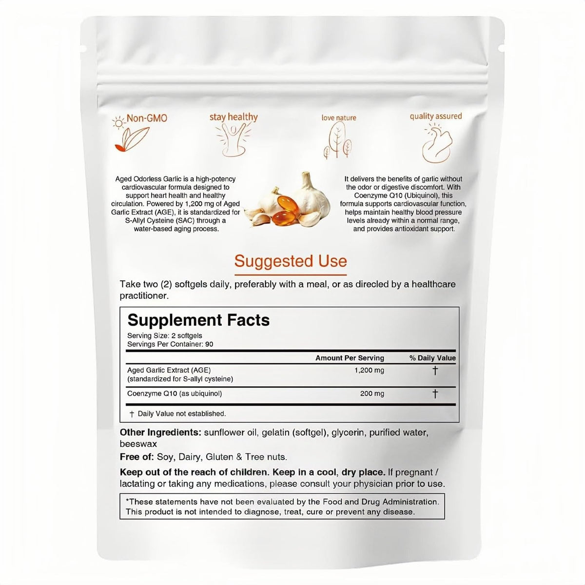 RESILIAS garlic softgels nutritional information