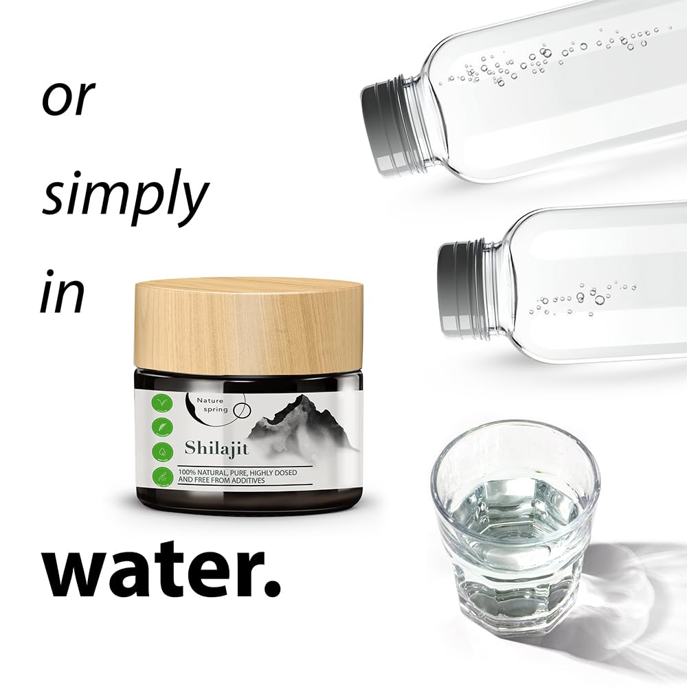 Résine de Mumijo Shilajit Nature spring avec détails de la composition
