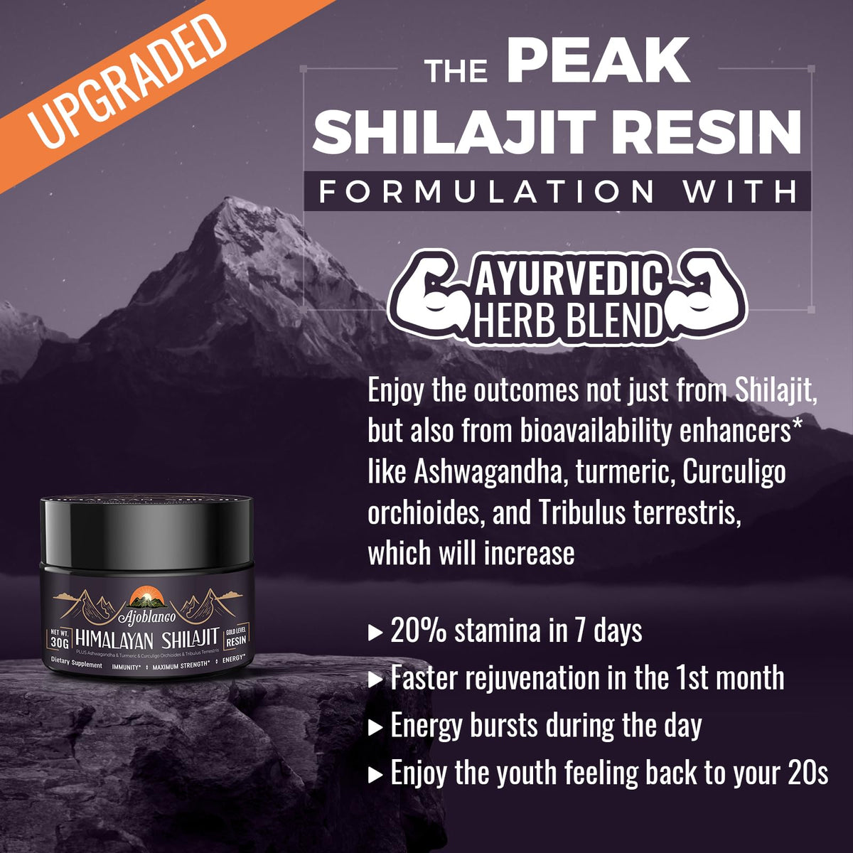 Résine de shilajit Ajoblanco mélangée dans une tasse d'eau