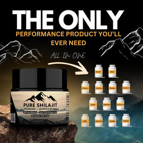 Résine de Shilajit Himalayen PURE HEALTH MAX sur une surface en bois