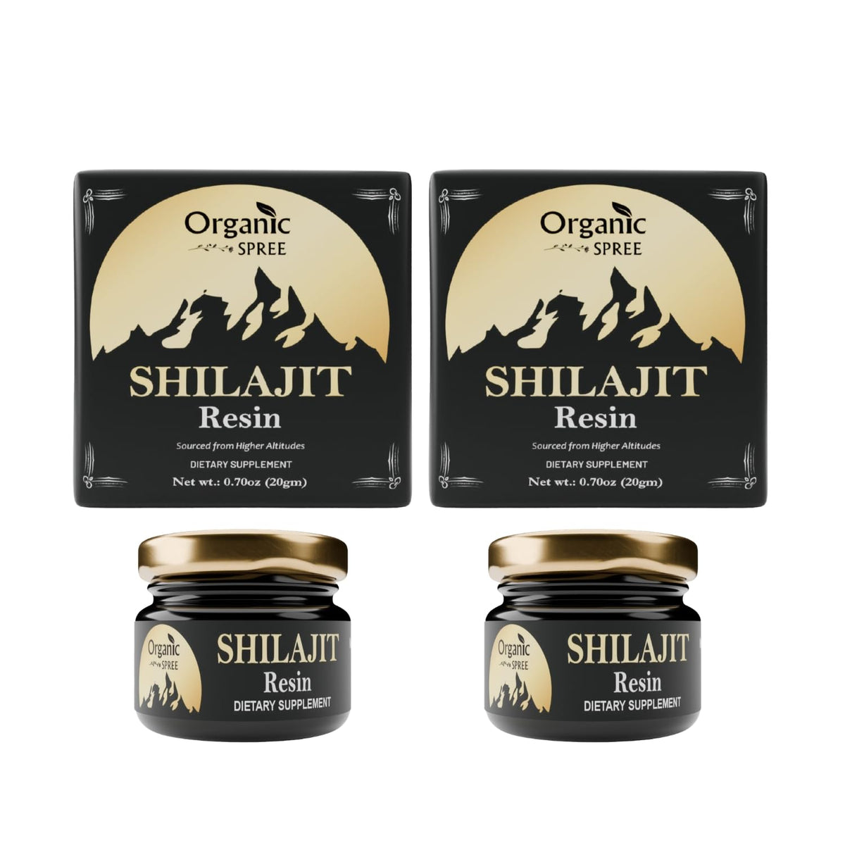 Résine de Shilajit ORGANIC SPREE 20g vue avant avec couleur sombre