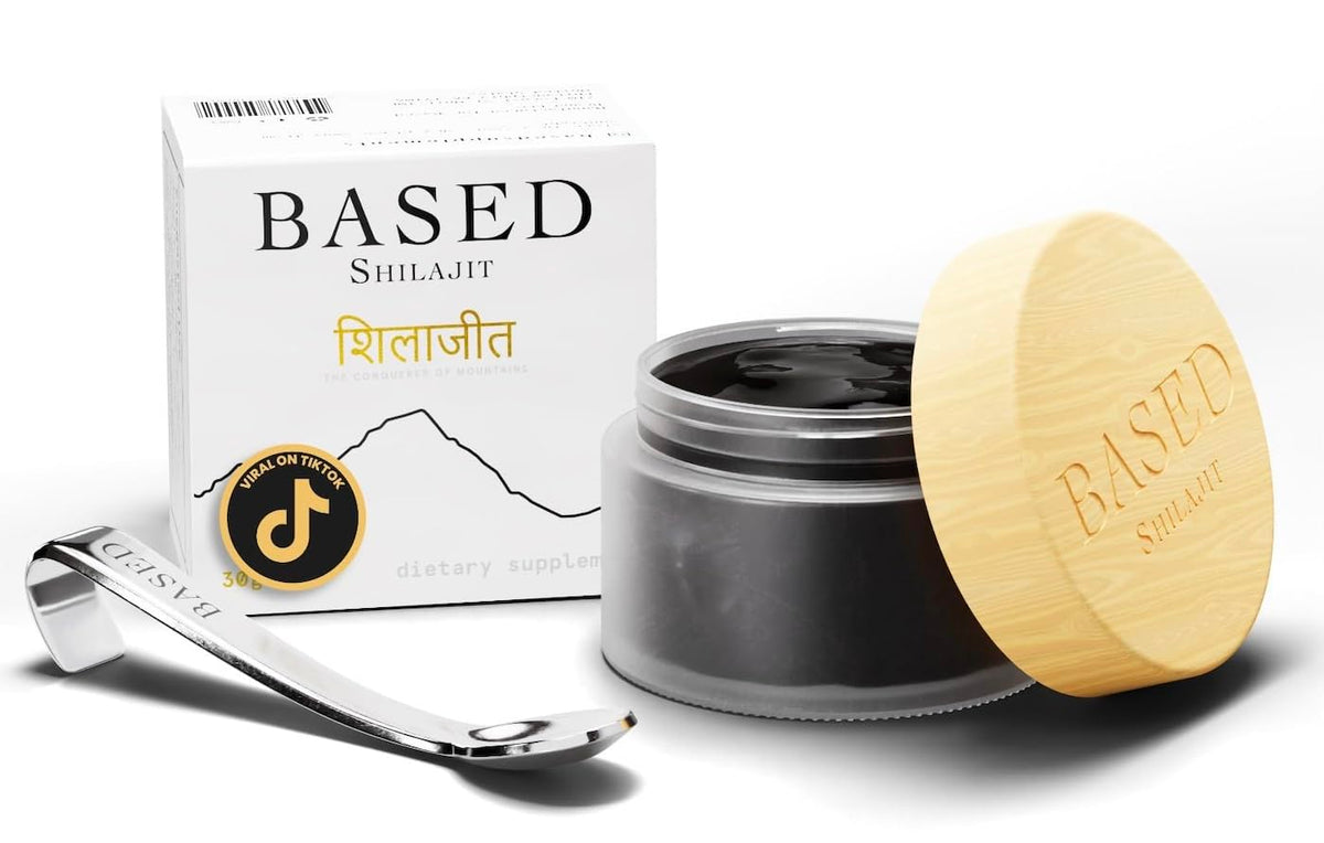 Résine de Shilajit Pur de Based Supplements en pot vu de face
