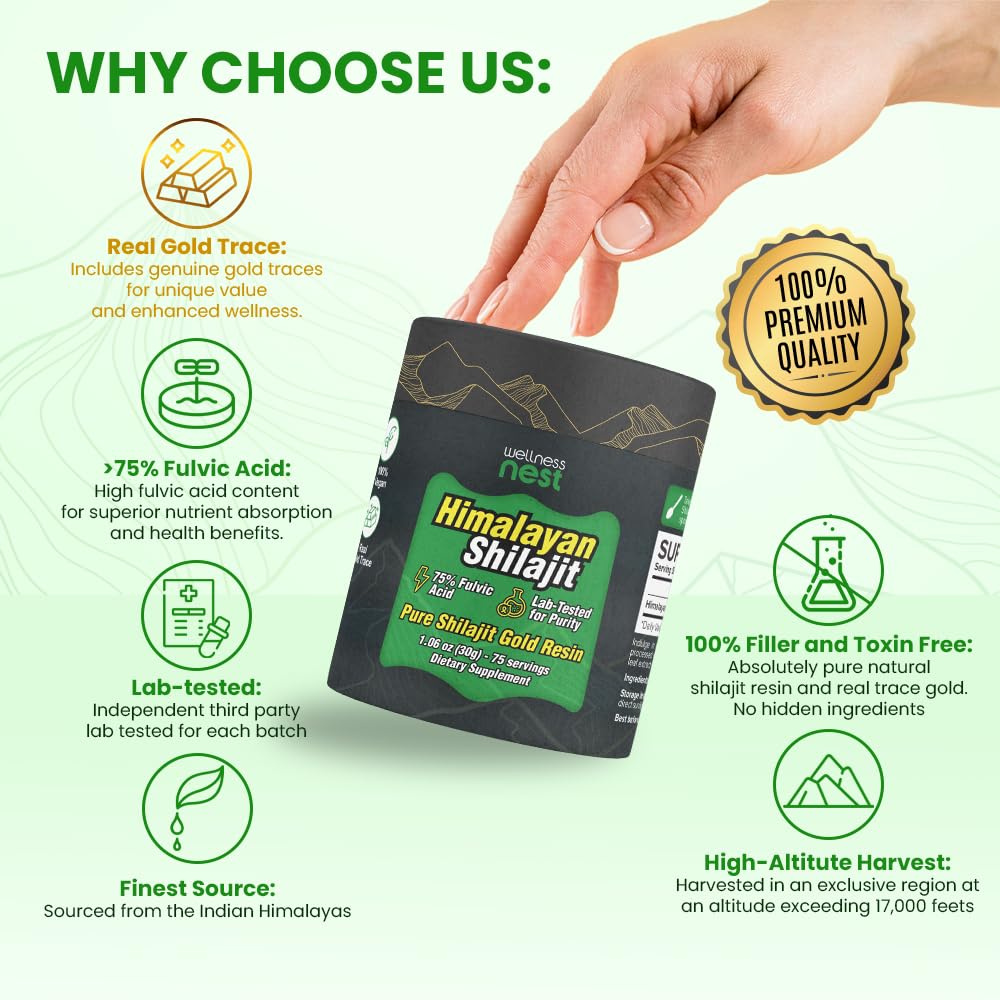 Résine de Shilajit pure avec or 24K sur fond neutre