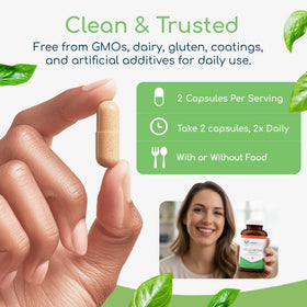 Return Healthy Microbiome Balance bottle with a measuring spoon