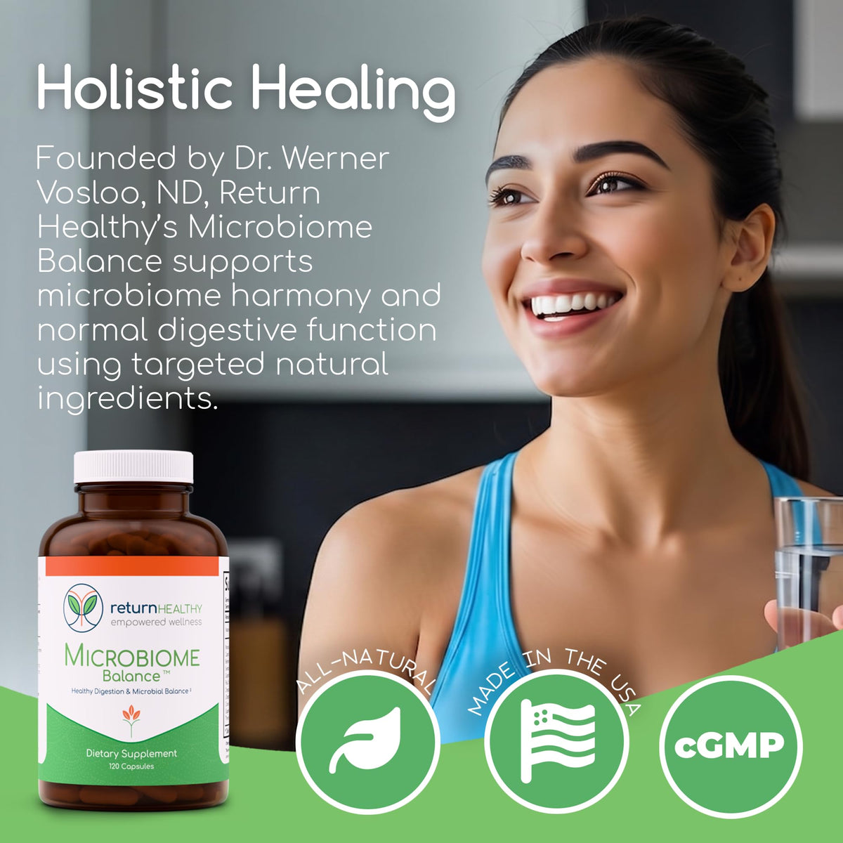 Return Healthy Microbiome Balance bottle with capsules
