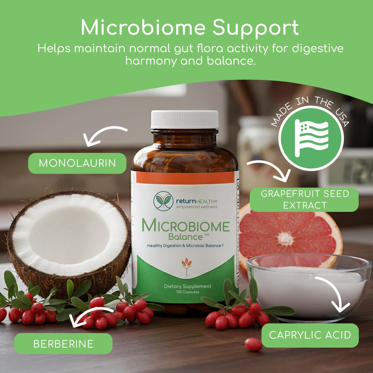 Return Healthy Microbiome Balance packaging side view