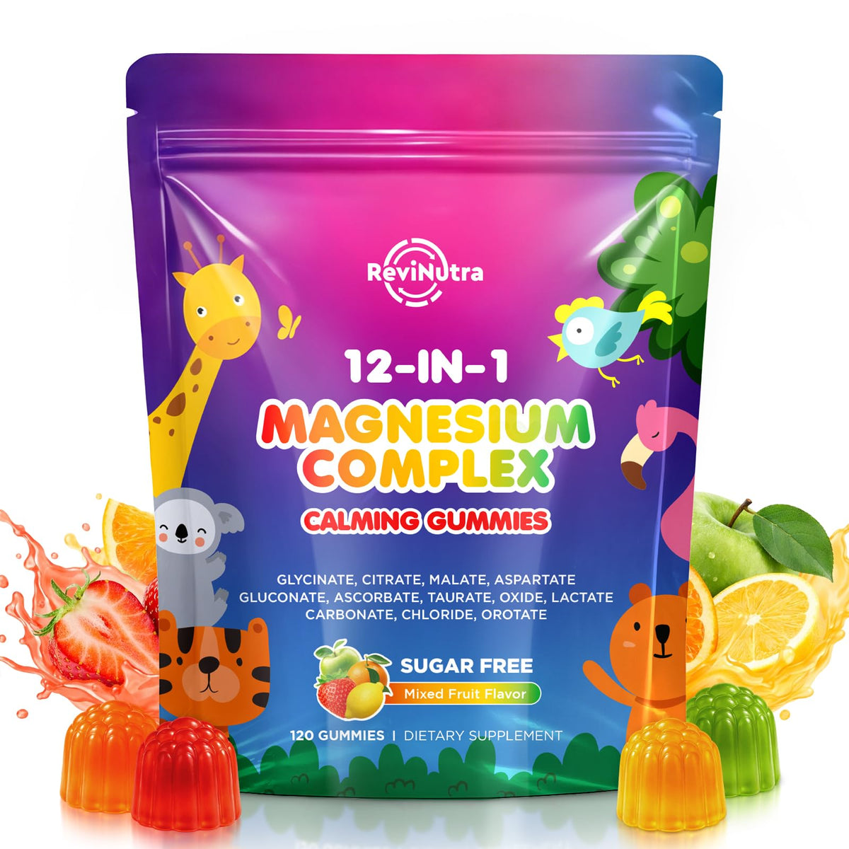ReviNutra Complexe de Magnésium 12 en 1 bonbons gélifiés vue avant