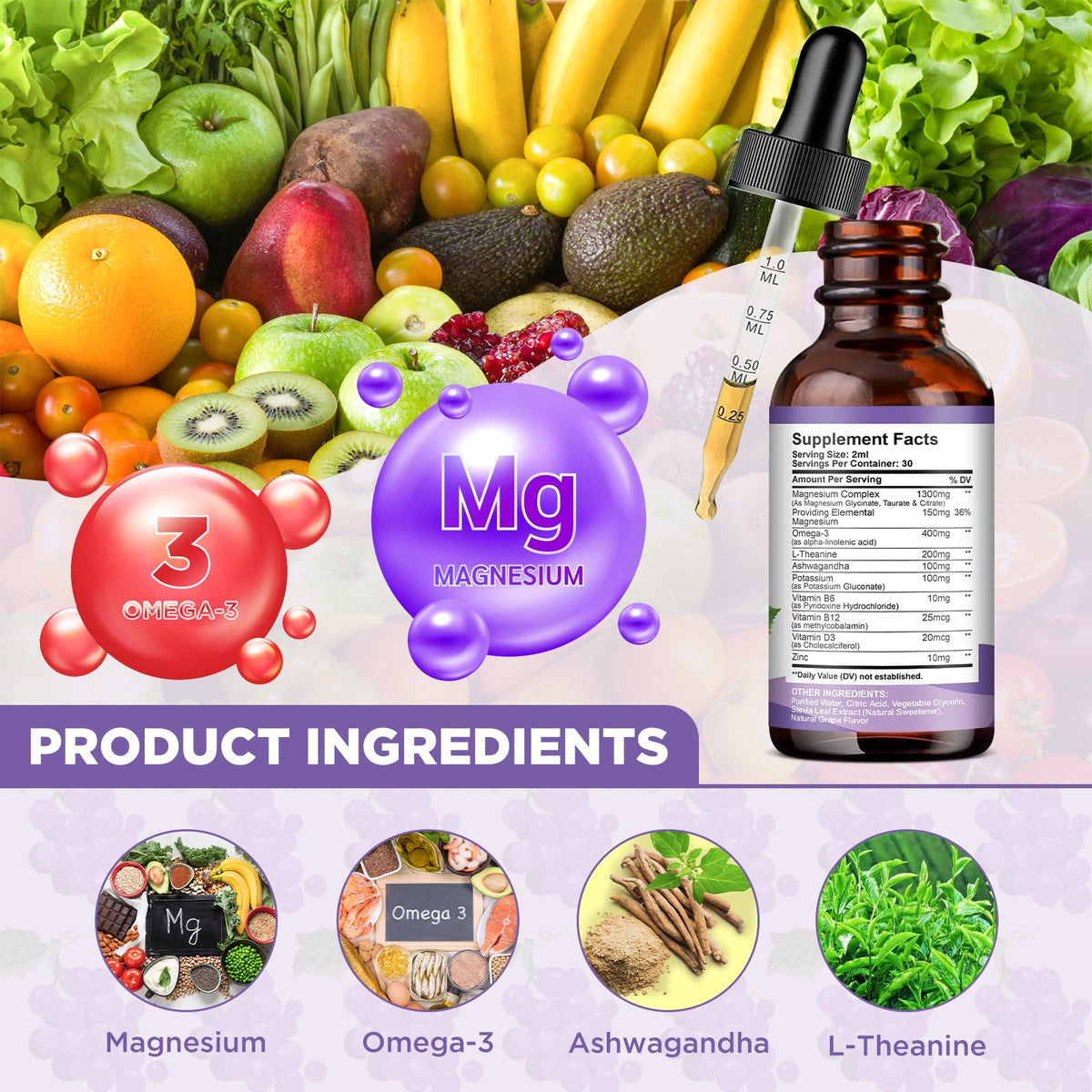 ReviNutra Complexe de Magnésium Liquide 1300mg prise avec boisson