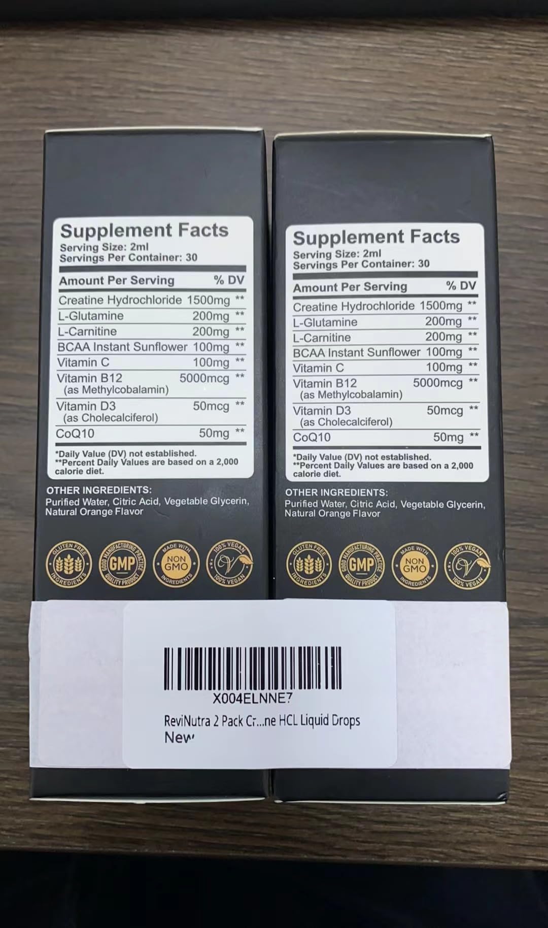 ReviNutra créatine HCL 1500mg gouttes liquides flacon arrière