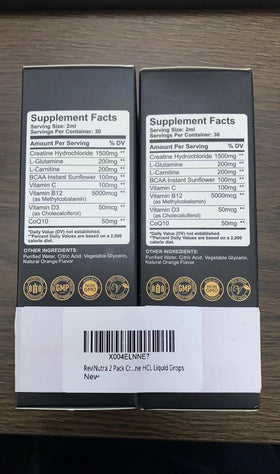 ReviNutra créatine HCL 1500mg gouttes liquides flacon arrière
