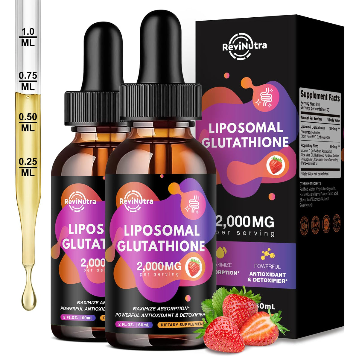 ReviNutra Glutathione Liposomal 2000mg flacon avant