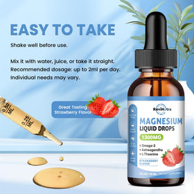 ReviNutra Gouttes de Magnésium Liquide 2 Pack 1300mg, présentation sur une table