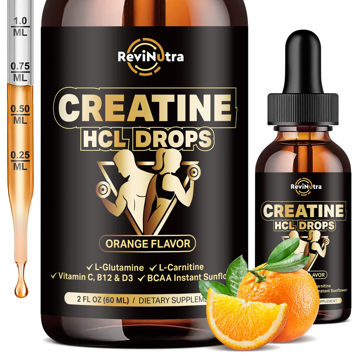 ReviNutra Gouttes Liquides de Créatine HCL 1500mg vue avant