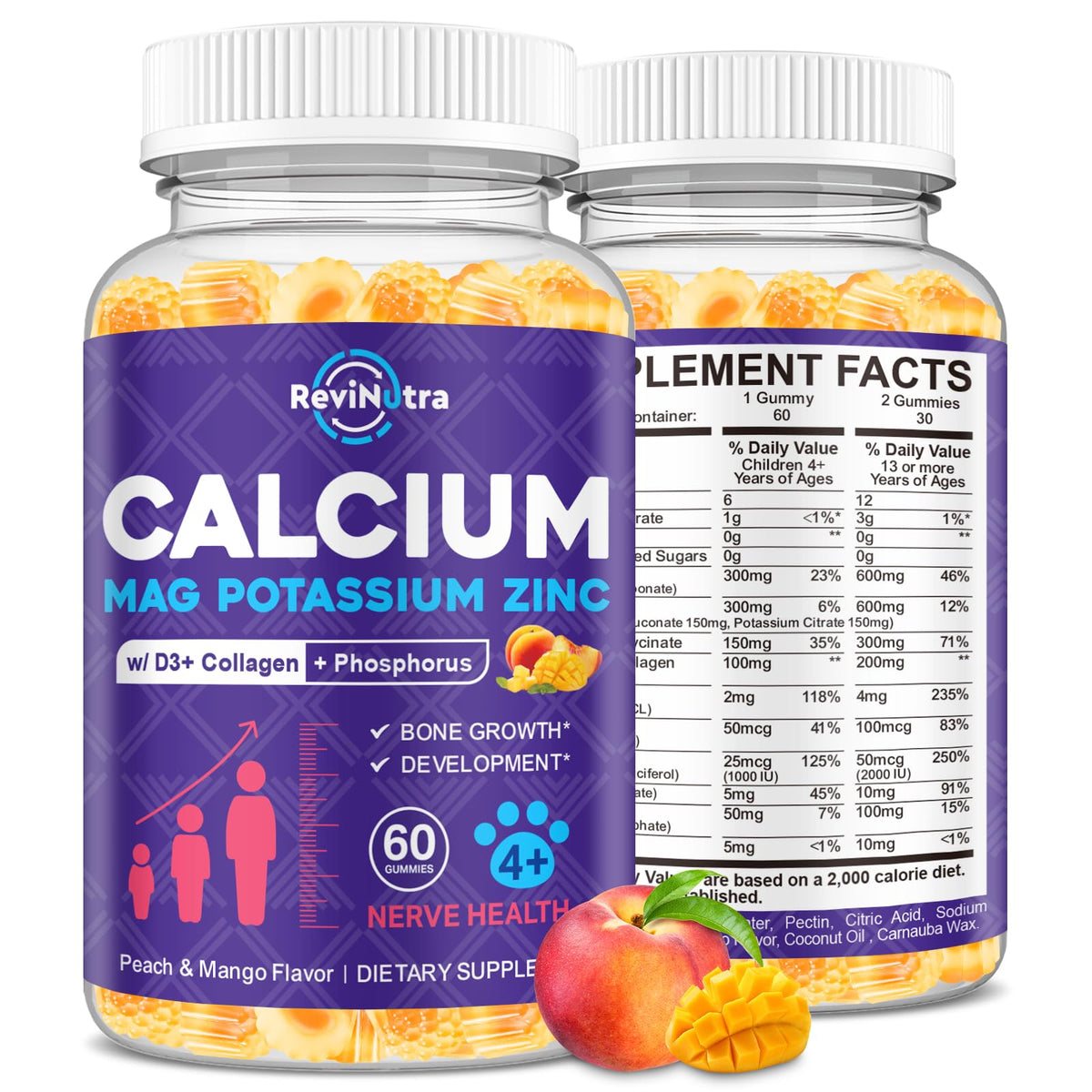 ReviNutra Gummies Calcium Potassium Magnésium 60 unités en boîte