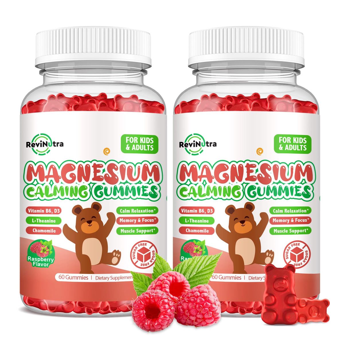 ReviNutra Gummies de Magnésium Glycinate pour Enfants, pot de 120 unités